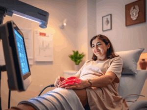 Laser therapy session for knee pain at BioFlex Pakistan clinic