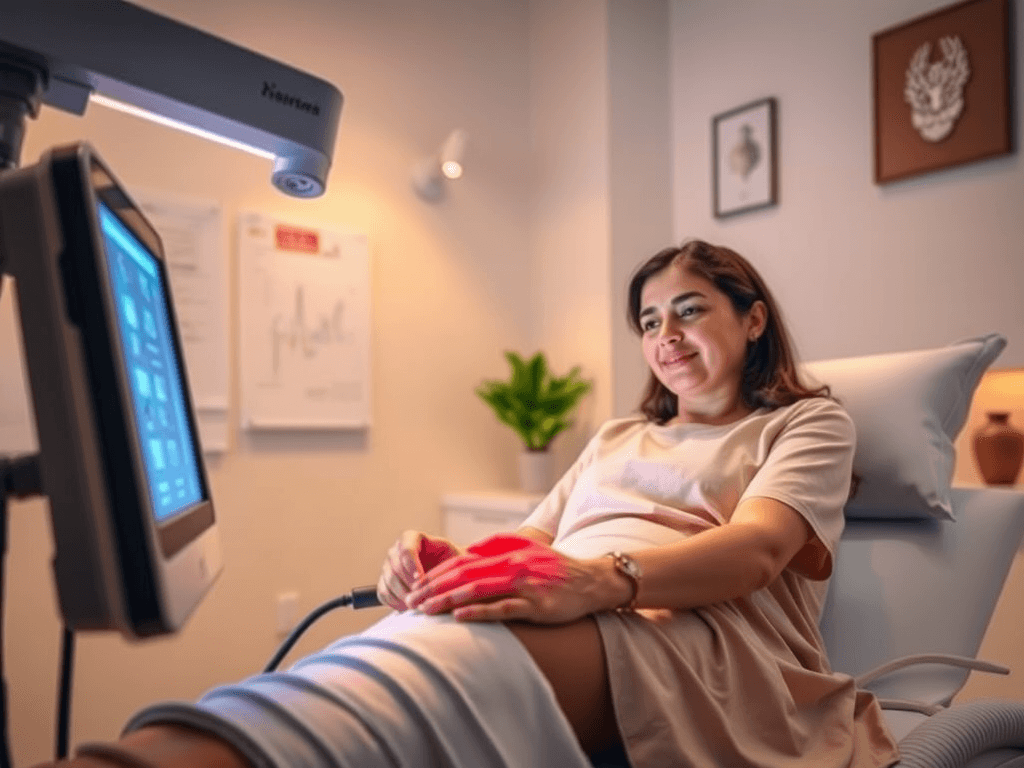 Laser therapy session for knee pain at BioFlex Pakistan clinic